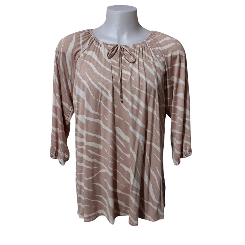 LuLaRoe Women's Top Size 2XL Debra Long‎ Sleeve Stripes Soft Lightweight Elastic